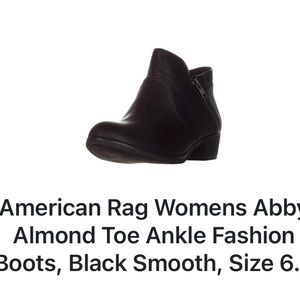 American Rag Womens Abby Almond Toe Ankle Fashion Boots, Black Smooth, Size 6.5